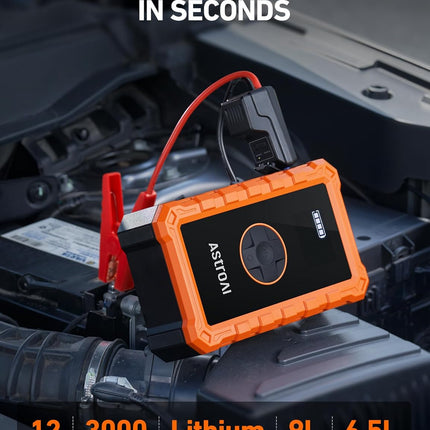 AstroAI - Arrancador portátil para auto con compresor de aire, pico de 1500 A