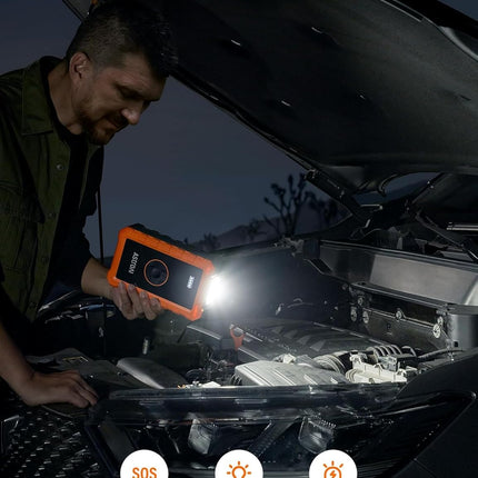 AstroAI - Arrancador portátil para auto con compresor de aire, pico de 1500 A