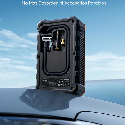 AstroAI - Arrancador portátil para auto con compresor de aire, pico de 1500 A