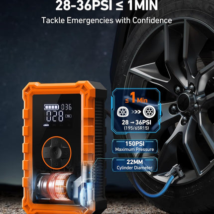 AstroAI - Arrancador portátil para auto con compresor de aire, pico de 1500 A